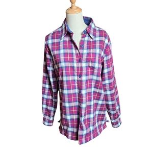 L.L. Bean Red And Blue Plaid Fleece Lined Shirt Jacket Shacket